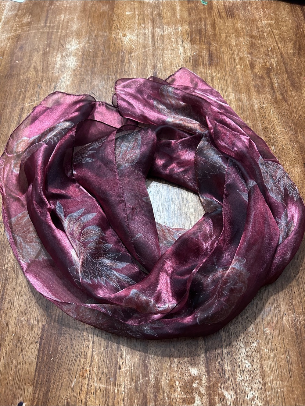 Elegant Whimsigoth Witchy Fairy Burgundy Fall Floral Silk Scarf